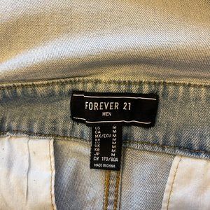 Men's Forever 21 Light Blue Denim Overalls